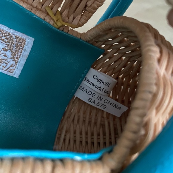 Vintage Wicker Fish Handbag Purse Cappelli Aqua - Picture 15 of 15